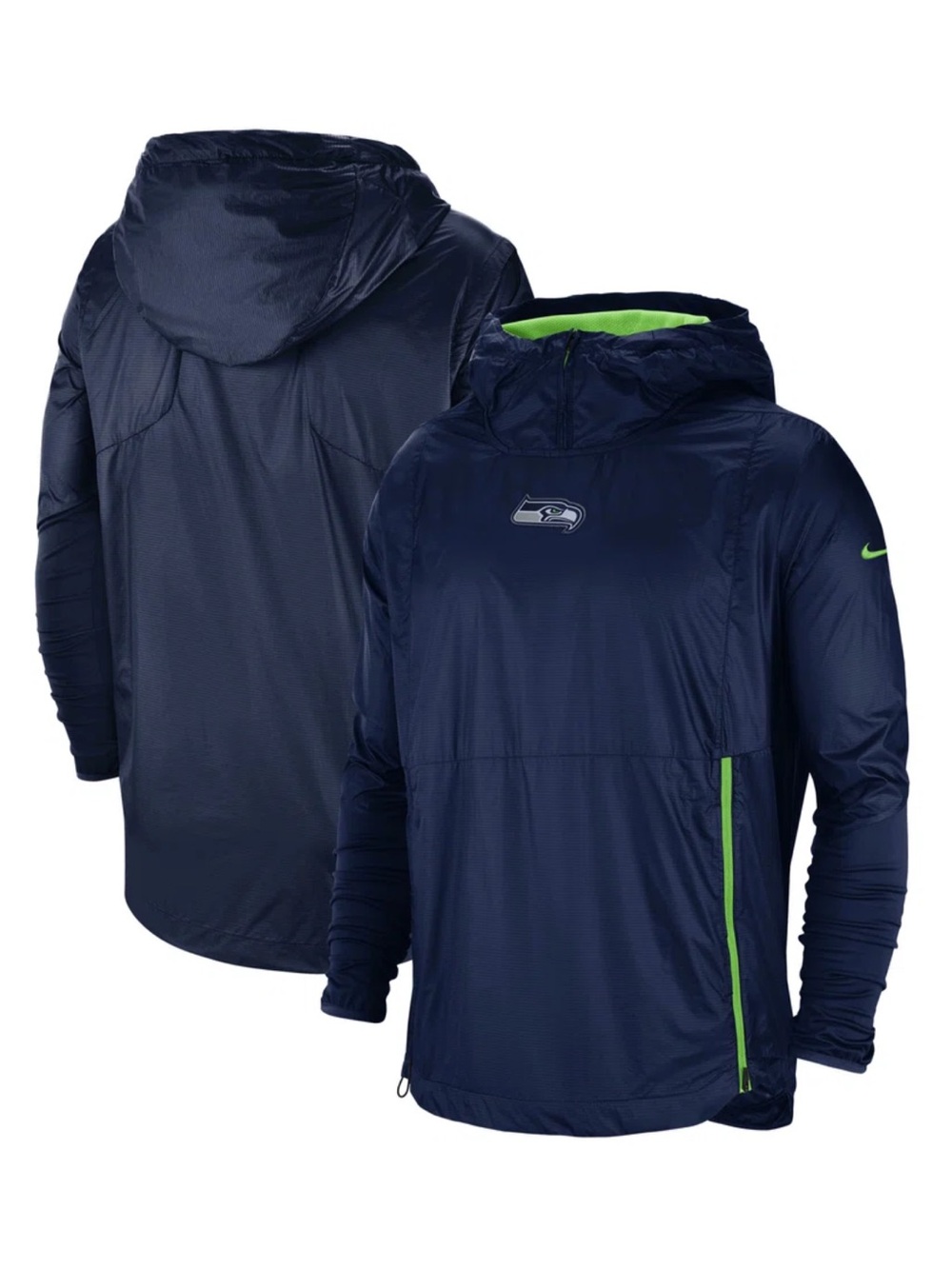 Seattle Seahawks Nike College Navy Sideline Alpha Fly Rush Pullover Jacket-XXL